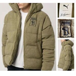 Puma x Big Sean Sherpa Jacket Puffer Thick Teddy Olive Green Men’s Size Large
